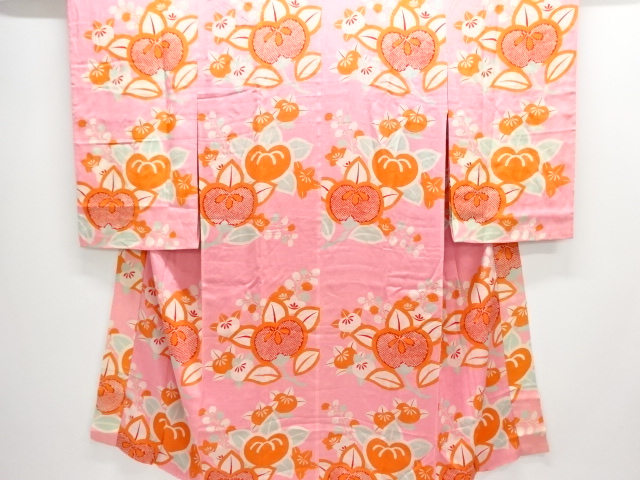 JAPANESE KIMONO / ANTIQUE JUBAN / SILK / KINSHA / PLANTS